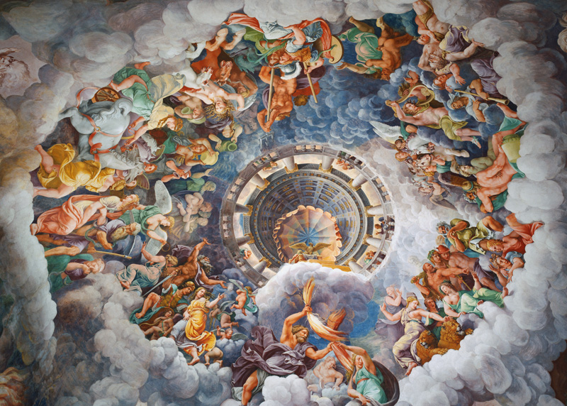 The Gods of Olympus, trompe l'oeil ceiling from the Sala dei Giganti de Giulio Romano
