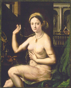 Dame bei ihrer Toilette de Giulio Romano