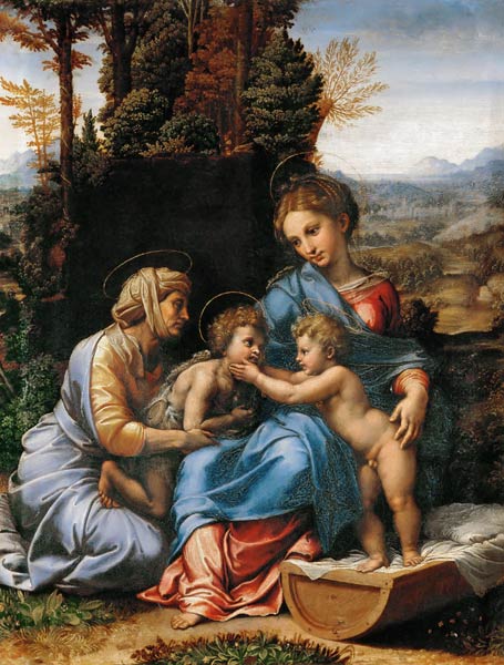 La Sagrada Familia con San Juanito (La Perla) de Giulio Romano