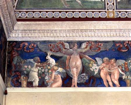 Frieze from the 'Camera con Fregio di Amorini' (Chamber of the Cupid Frieze) detail of two cupids, o de Giulio Romano