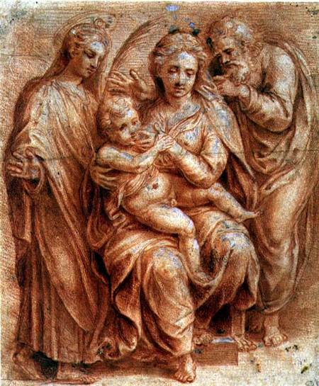 Holy Family with a Virgin Martyr de Giulio Romano