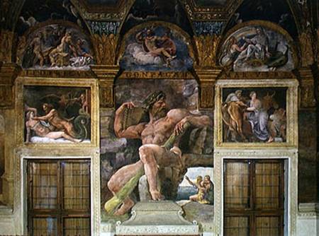 Olympia seduced by Jupiter, Polyphemus guarding Acis and Galatea, Pasiphae entering the cow construc de Giulio Romano
