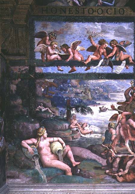 The Rustic Banquet celebrating the marriage of Cupid and Psyche, detail depicting river gods and god de Giulio Romano