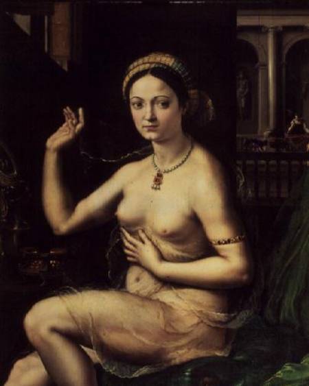 Woman with a Mirror de Giulio Romano