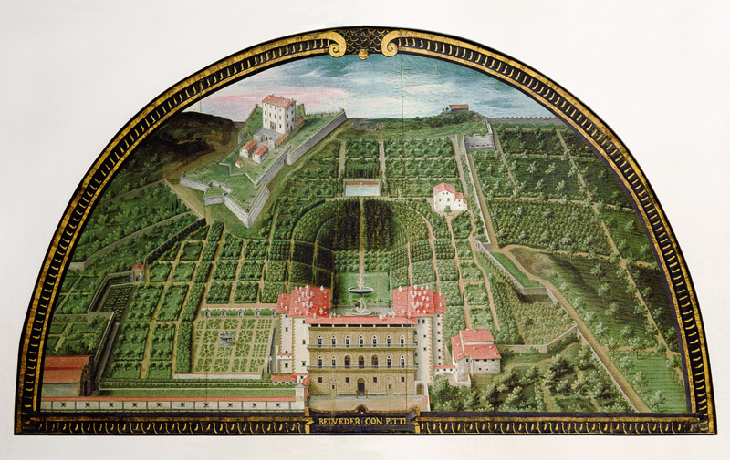 Fort Belvedere and the Pitti Palace from a series of lunettes depicting views of the Medici villas de Giusto Utens