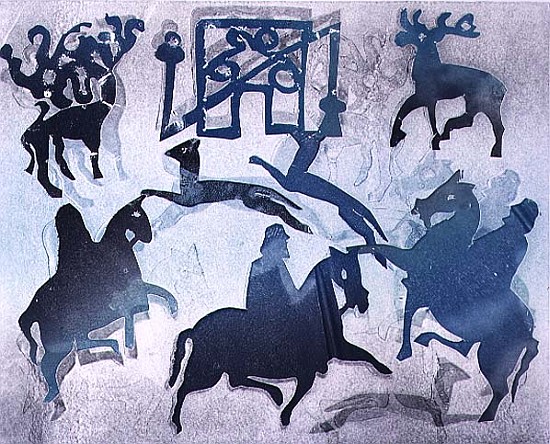Pictish Hunting Scene III, 1995 (monotype)  de Gloria  Wallington