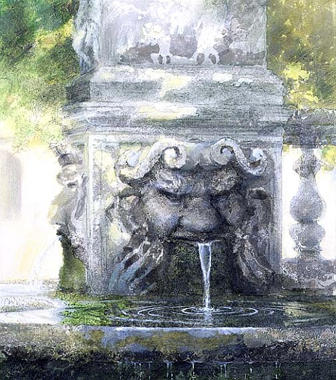 Fountain in the Borghese Gardens, Rome, 1982 (w/c and gouache on paper)  de Glyn  Morgan