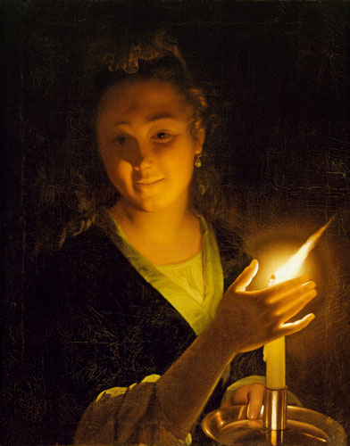 Junge Frau mit brennender Kerze. de Godfried Schalcken