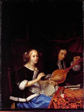 A Young Couple Making Music