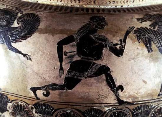 Perseus Fleeing from the Gorgons, detail from an Attic black-figure dinos, Greek, c.590 BC (pottery) de Gorgon Painter