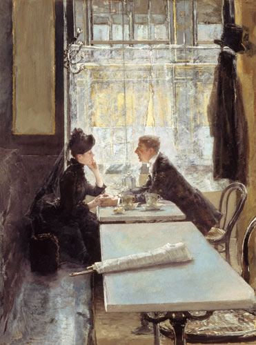 Lovers in a Cafe (panel) de Gotthard Kuehl
