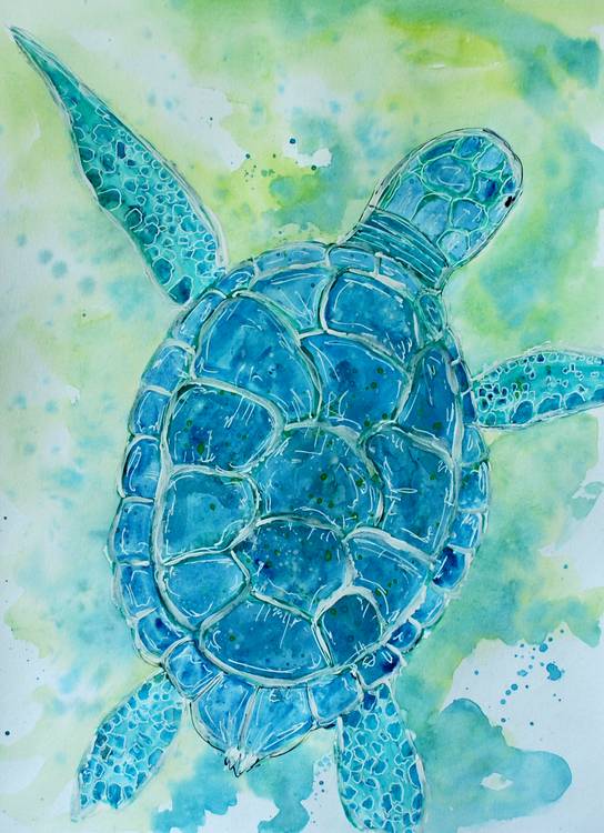 Blue Sea Turtle de Sebastian  Grafmann