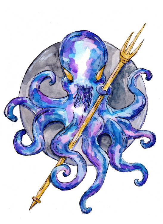 Purple Octopus with Trident de Sebastian  Grafmann