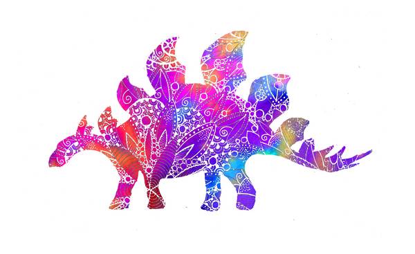 Rainbow Mandala Stegosaur Dinosaur de Sebastian  Grafmann