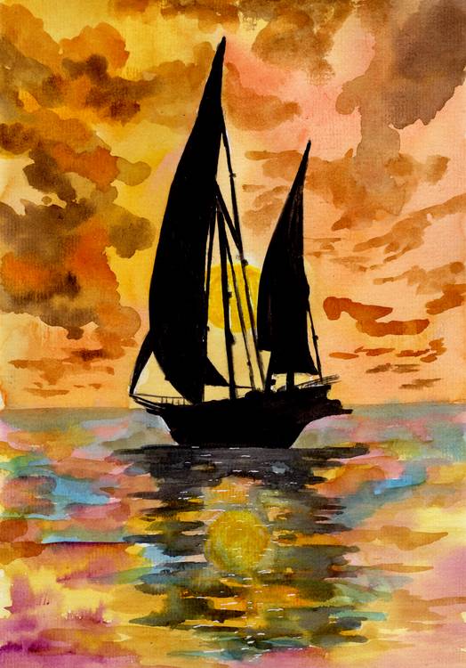 Segelboot und Sonnenuntergang de Sebastian  Grafmann