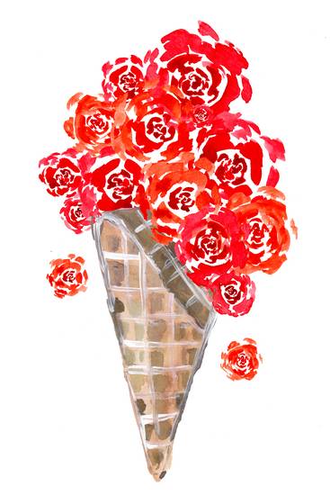Red Roses Icea Cream Cone