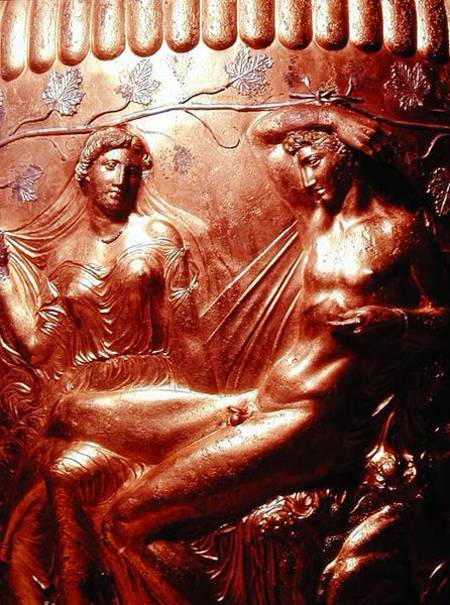 Detail of the Dherveni Krater depicting Dionysius and Ariadne de Greek