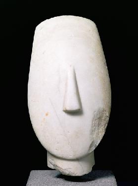 Head of a Woman, fragment of a statue from Keros, Early Cycladic II Period