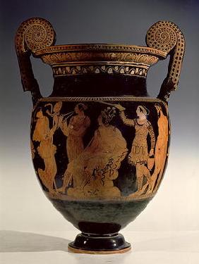 Karneia, or Harvest Festival, red-figure volute krater, late 5th century BC - early 4th century BC (