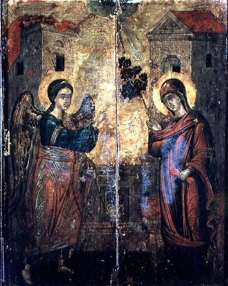 The Annunciation (oil on two panels) de Greek School