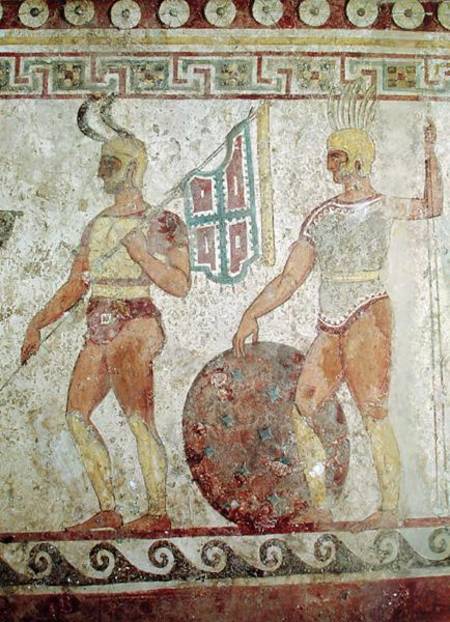 Foot soldiers, tomb painting from Paestum de Greek School