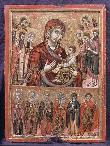 The Mother of God Hodegetria and Saints, icon from the Cycladic Islands de Greek School