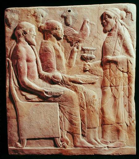 Plaque depicting an offering de Greek School