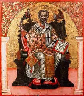 San Nicolás en trono