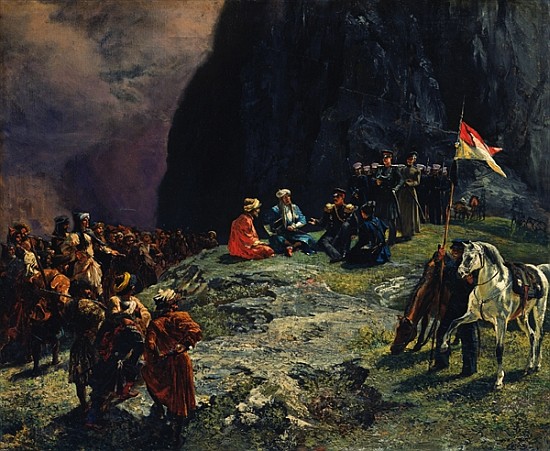 The Meeting of General Kluke von Klugenau and Imam Shamil in 1837 de Grigori Grigorevich Gagarin