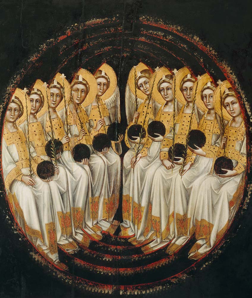 Seated Angels with Orbs in their Hands de Guariento d` Arpo
