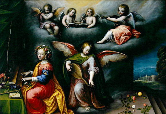 St. Cecilia (oil on canvas) de Guglielmo Caccia