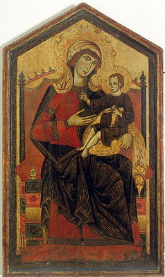 Madonna and Child Enthroned (tempera on panel) de Guido  da Siena