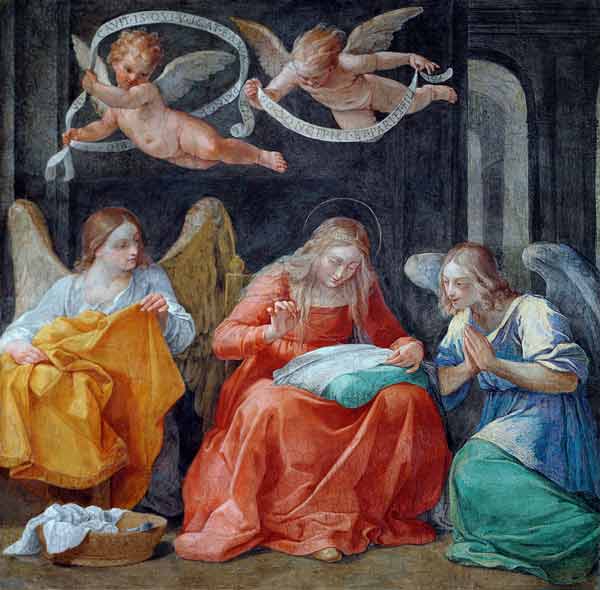 The Virgin Sewing, from the 'Cappella dell'Annunciata' (Chapel of the Annunciation) 1610 (photo) de Guido Reni
