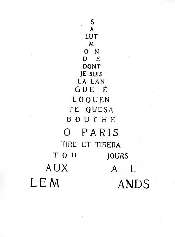 Calligram by French poet Guillaume Apollinaire: Eiffel Tower de Guillaume Apollinaire