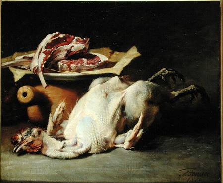 Still Life of a Chicken and Cutlets de Guillaume Romain Fouace