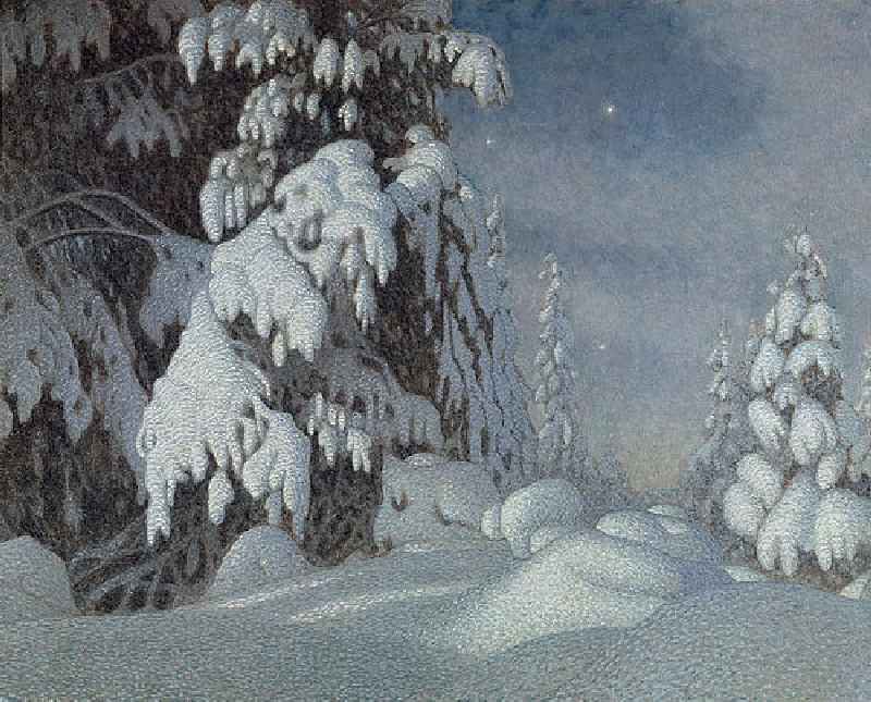 Moonlight in the winter de Gustaf Edolf Fjaestad