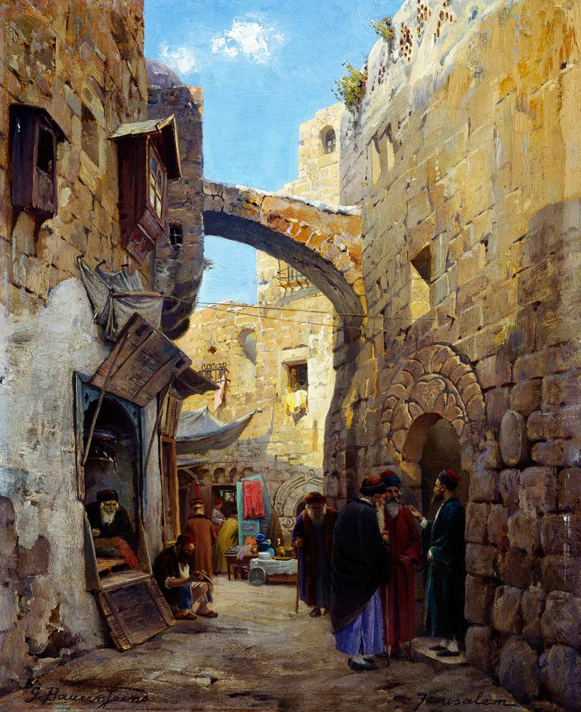Straßenszene in Jerusalem. de Gustav Bauernfeind