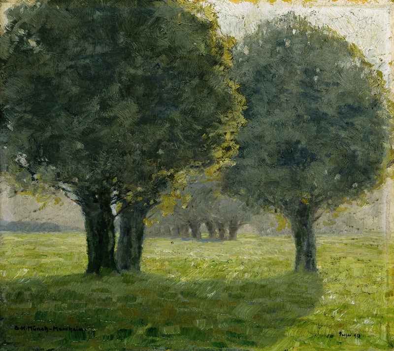Cluster of trees in the sun haze. de Gustav Heinrich Münch-Mannheim