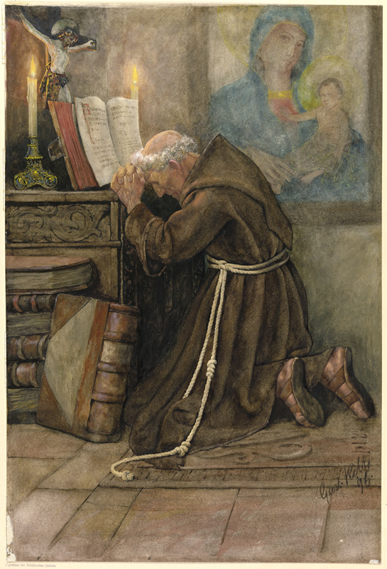 Praying monk de Gustav Kilb