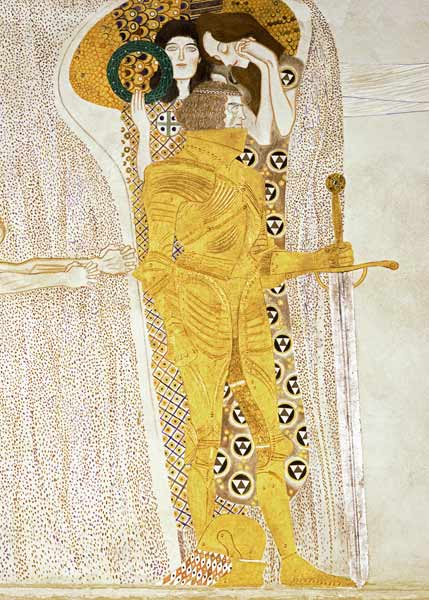 The Knight detail of the Beethoven Frieze, said to be a portrait of Gustav Mahler (1860-1911) de Gustav Klimt