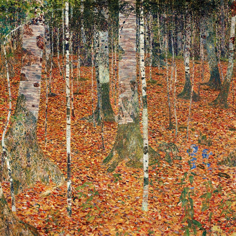 Birch woods in autumn. de Gustav Klimt