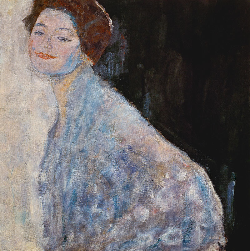 Lady portrait in white. de Gustav Klimt