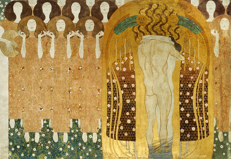 El Beso, detalle de la Frisia Beethoven de Gustav Klimt