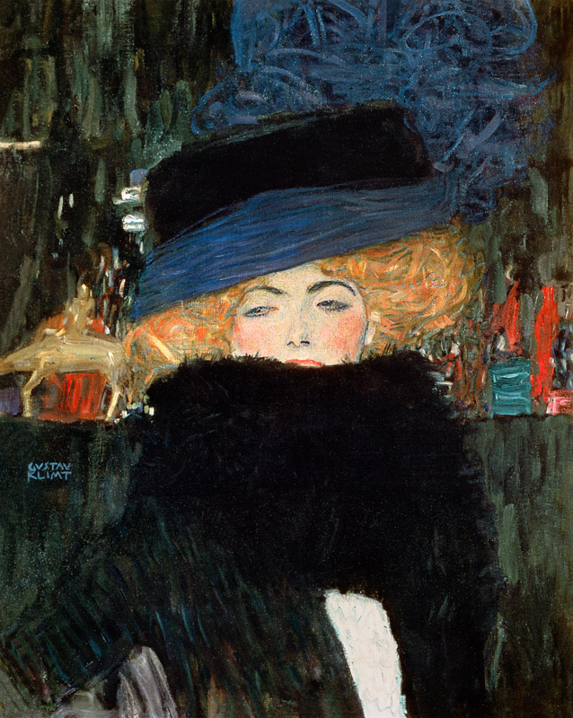 Lady with hat and boa de Gustav Klimt