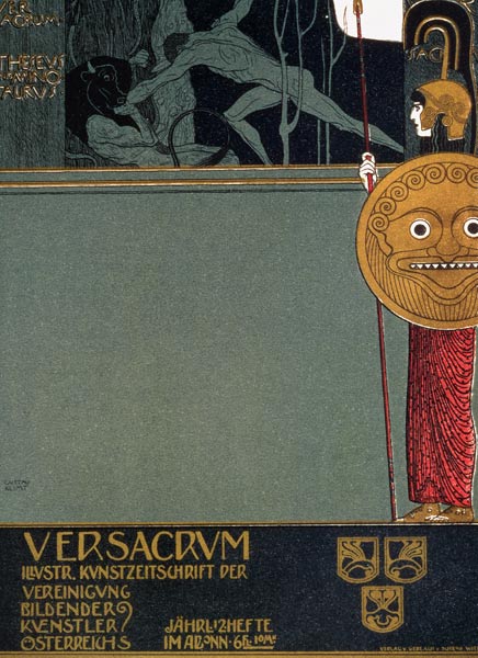 Cover of 'Ver Sacrum', the journal of the Viennese Secession, depicting Theseus and the Minotaur, at de Gustav Klimt