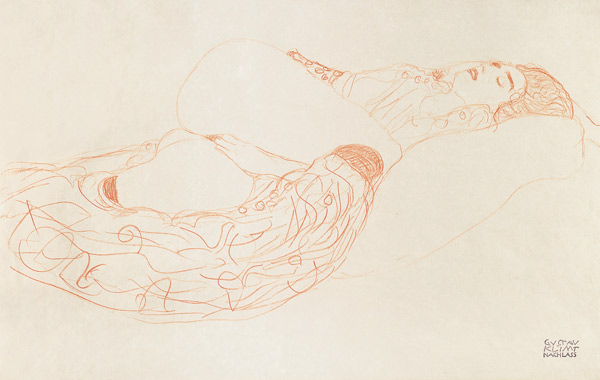 Reclining Semi-Nude (Masturbating) de Gustav Klimt