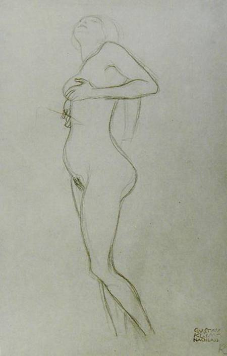 Standing Nude Girl Looking Up de Gustav Klimt