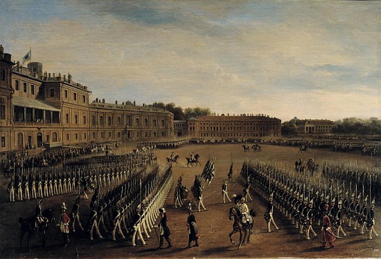 Parade at the time of Emperor Paul I (1754-1801) 1847 de Gustav Schwarz