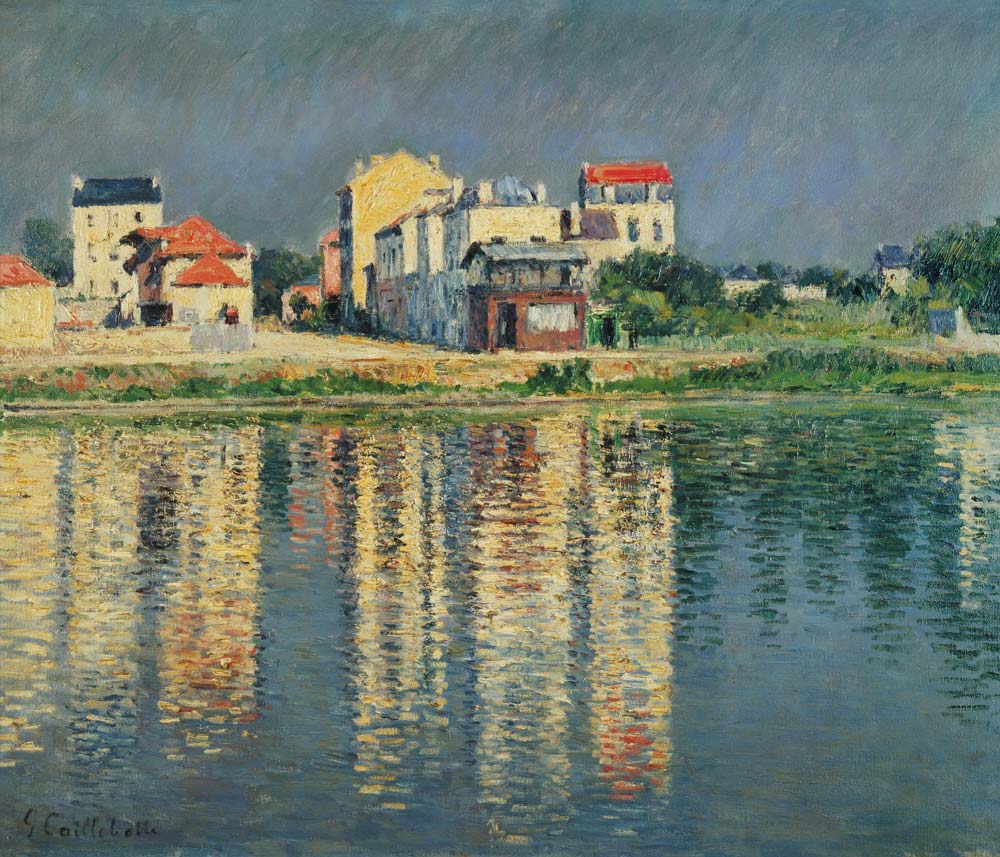 Casas reflejadas en el agua de Gustave Caillebotte