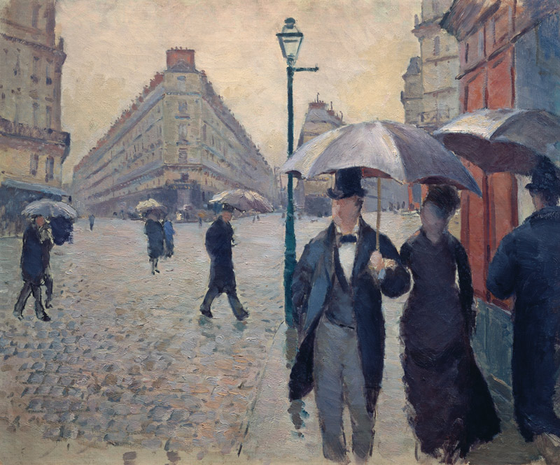 Día de lluvia en Paris por las encrusijadas de la calle de Turin y Calle de Moscú de Gustave Caillebotte